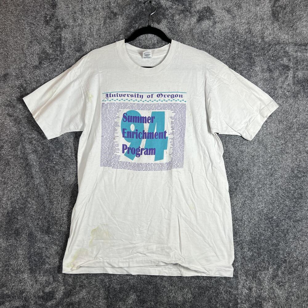 Fruit Of The Loom Shirt Mens L White University Of Oregon Summer Enrichment 94